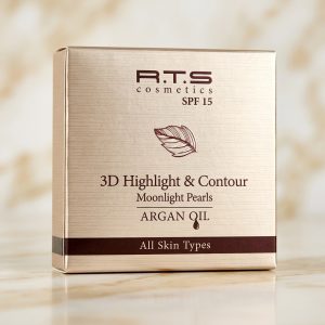 پالت هایلایتر و کانتور R.T.S Cosmetics مدل 3D Highlight & Contour با SPF 15 و روغن آرگان، مناسب انواع پوست. درخشش و بعد سه بعدی به چهره ببخشید.
